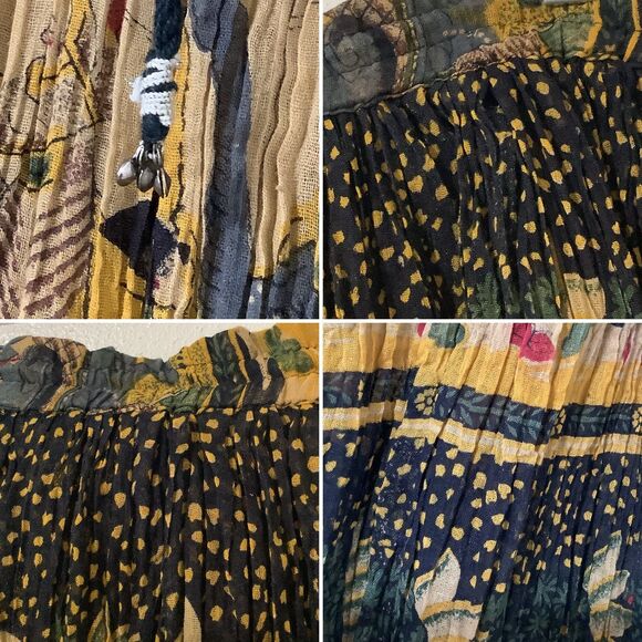 Gold Star Vintage Bohemian Hippie Indie Asian Inspired Wearable Art Maxi Skirt - Picture 8 of 8